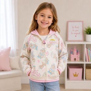 DISNEY PRINCESS Hoodie Sweatshirt Castle Full Zipper Cute Girls Casual Soft 7